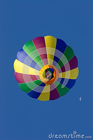 Hot Air Balloon and Jet Airliner Stock Photo