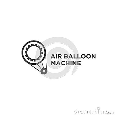 Hot air balloon line icon with machine symbol Vector Illustration