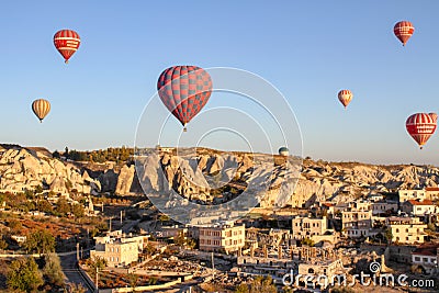 Hot air balloon over capadocia Stock Photo