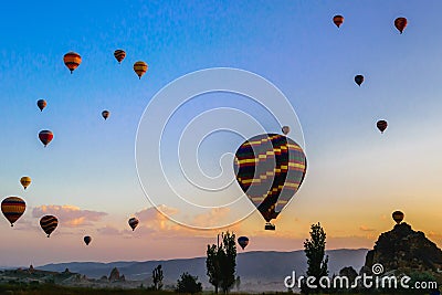 Hot air balloon over Cappadocia Editorial Stock Photo