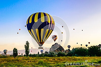 Hot air balloon over Cappadocia Editorial Stock Photo