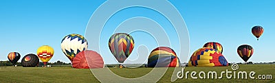 Hot Air Balloon Panoama Panoramic Banner Stock Photo