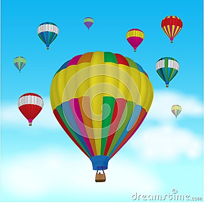 Hot air balloon on Sky background Vector Illustration