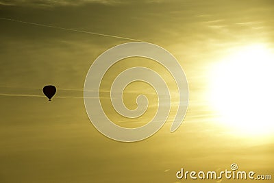 Hot Air Balloon Sunset Stock Photo