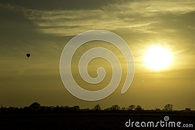 Hot Air Balloon Sunset Stock Photo