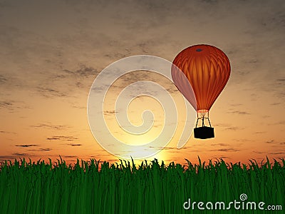 Hot air balloon sunset Stock Photo