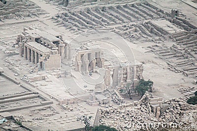 Hot-air balloon tour above Thebes view of the Ramesseum Stock Photo