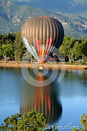 Hot Air Ballooning colors mountains Stock Photo