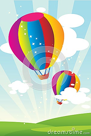 Hot Air Balloons Vector Illustration