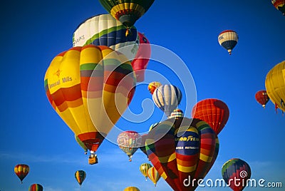 Hot air balloons agaisnt blue sky Editorial Stock Photo