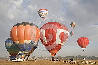 Hot air balloons during annual championships Editorial Stock Photo