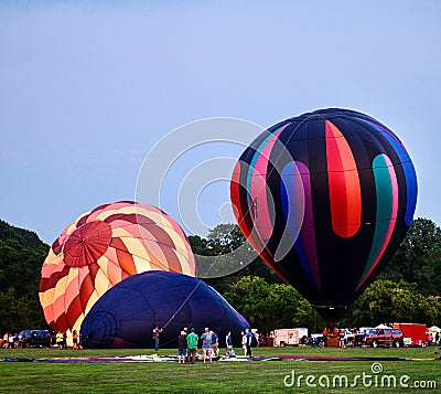Hot Air Balloons Being Inflated With Cold Air #4 Editorial Stock Photo