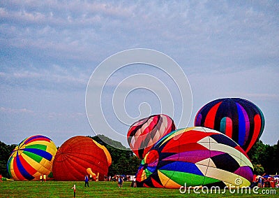 Hot Air Balloons Being Inflated With Cold Air #7 Editorial Stock Photo