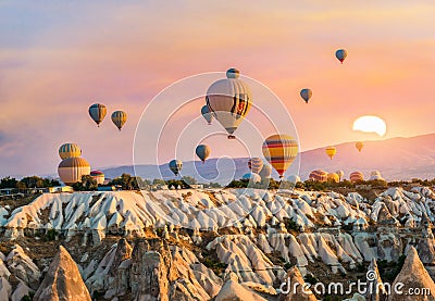 Pink sunrise in Goreme Editorial Stock Photo