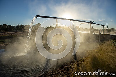 Hot artesian bore in outback Queensland. Stock Photo