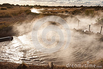 Hot artesian bore to water stock. Stock Photo