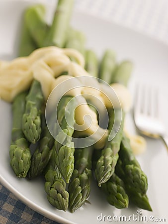Hot Asparagus Hollandaise Stock Photo