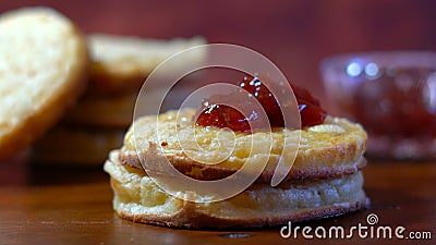 Hot Australian English style breakfast crumpets Stock Photo