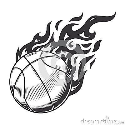 Hot basketball fire logo silhouette. basketball club graphic design logos or icons. vector illustration Vector Illustration