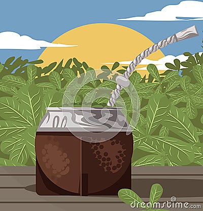 Hot beverage argentinian yerba mate Vector Illustration