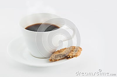 Hot beverage with a snack Stock Photo