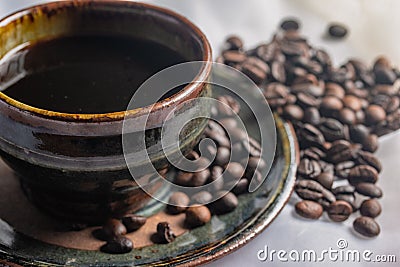 Hot black coffee for morning beverages Stock Photo