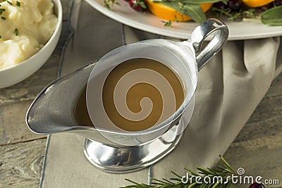 Hot Brown Organic Turkey Gravy Stock Photo