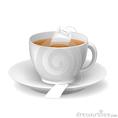 Hot brown tea cup Vector Illustration