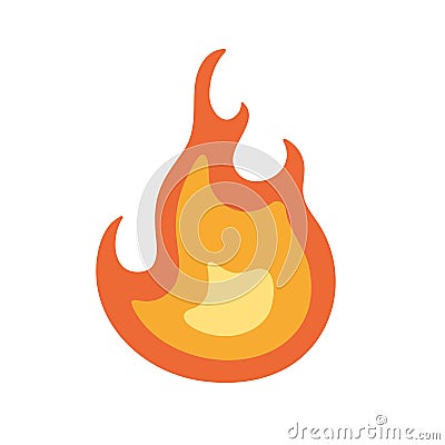 Hot burning fire icon. Flame light with hot tongues. Abstract warning symbol of heat and blaze. Flammable caution, alert Vector Illustration