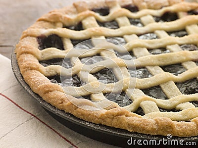 Hot Cherry Lattice Pie Stock Photo