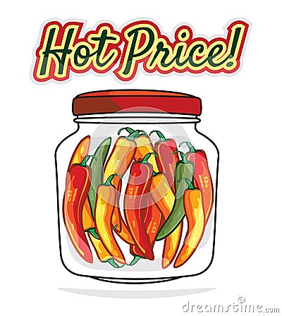 Hot chili pepper Hot price Cartoon Illustration