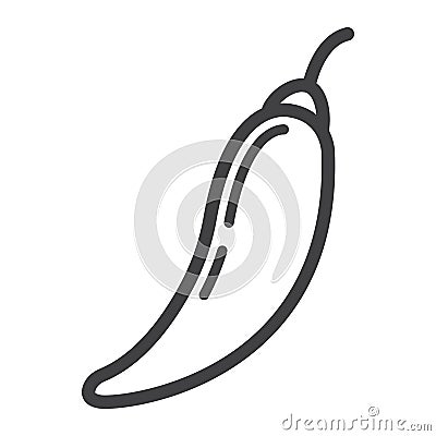 Hot chili pepper line icon, vegetable and mexican Vector Illustration