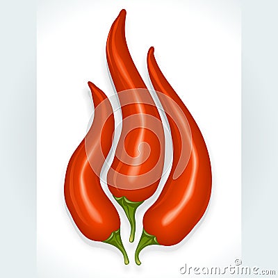 Hot chili pepper in the shape of fire sign Vector Illustration