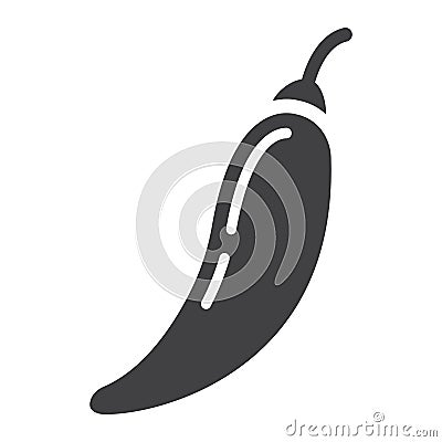 Hot chili pepper solid icon, vegetable and mexican Vector Illustration