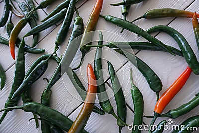 Hot chili peppers on the table Stock Photo