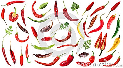 Hot chili peppers on white background Stock Photo