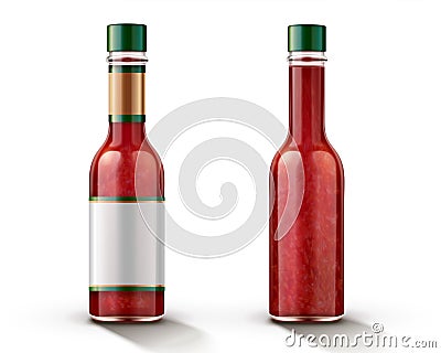 Hot chili sauce bottle mockup Vector Illustration