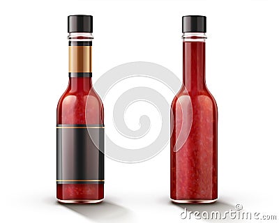 Hot chili sauce bottle mockup Cartoon Illustration