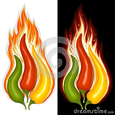 Hot chilli pepper in the shape of fire Vector Illustration