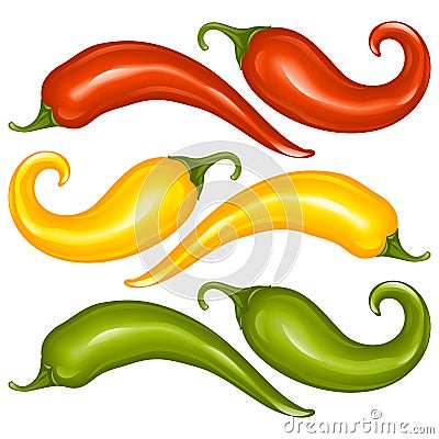 Hot chilli pepper vector set Vector Illustration