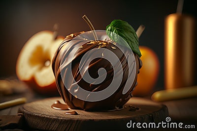 hot chocolate apple illustration Generative AI Cartoon Illustration