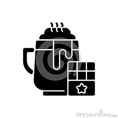 Hot chocolate black glyph icon Vector Illustration