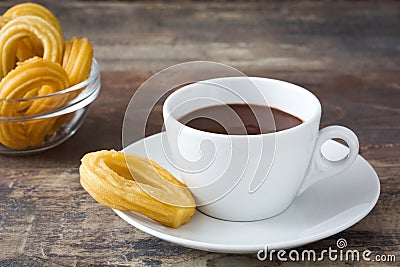 Hot chocolate with churros. Spanish breakfast Stock Photo