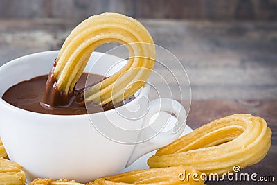 Hot chocolate with churros. Spanish breakfast Stock Photo