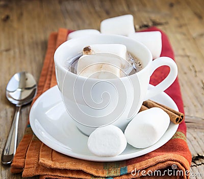 Hot Chocolate Cup with Marshmallows Stock Photo