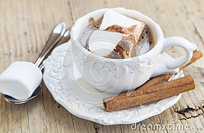 Hot Chocolate Cup with Marshmallows Stock Photo
