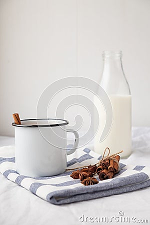 Hot chocolate drink with spices. Winter drink. Stock Photo