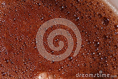 Hot chocolate foam close-up, macro. Abstract background Stock Photo