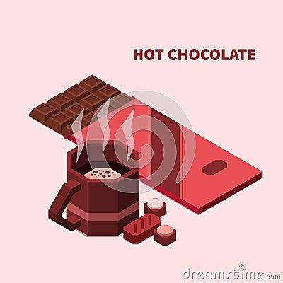 Hot Chocolate Isomeric Background Cartoon Illustration