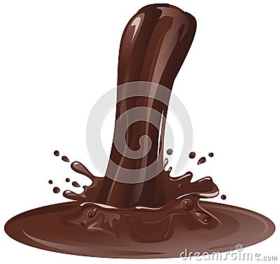 Hot chocolate puddle. Brown chocolate splash pour Vector Illustration